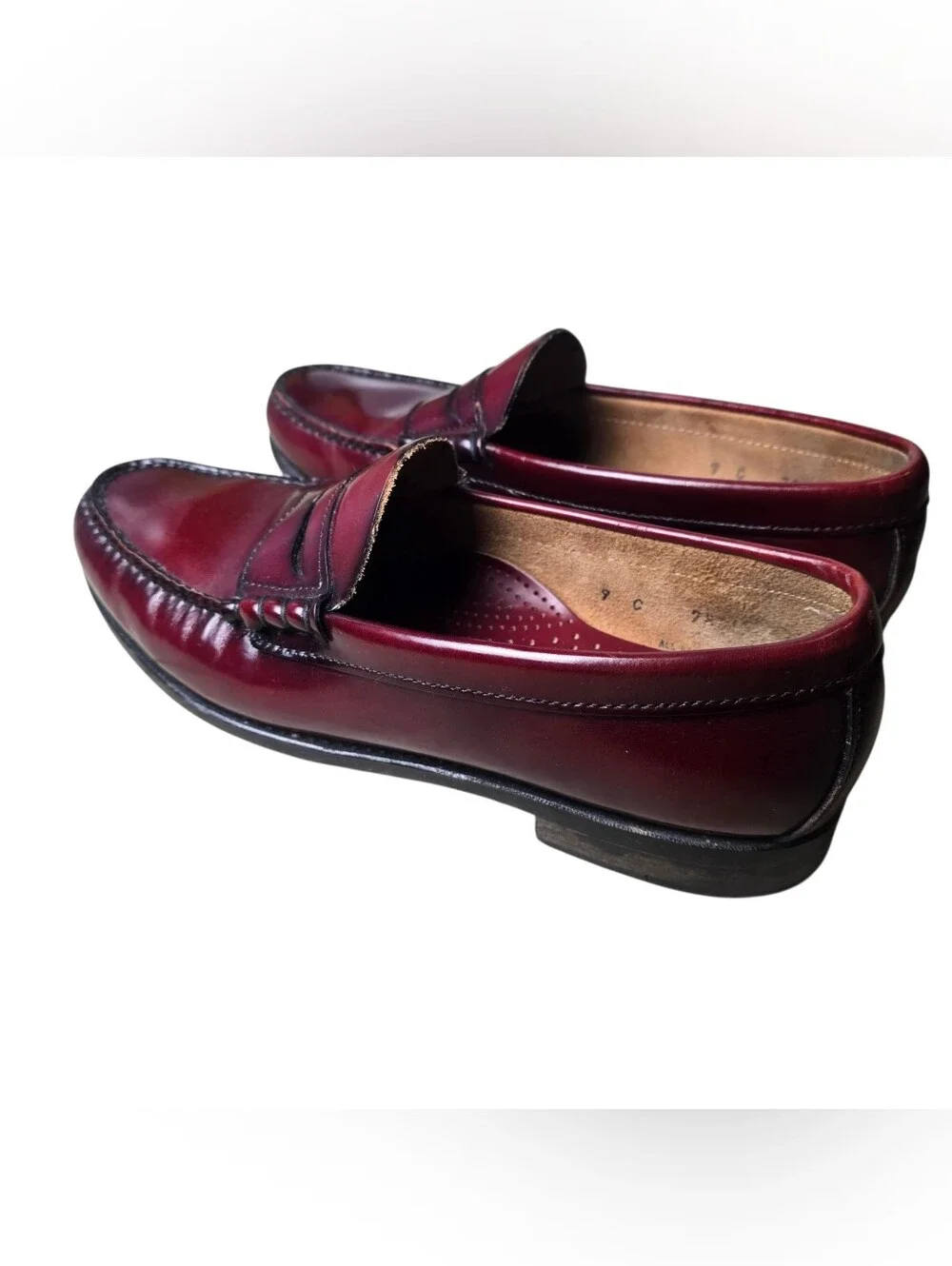 GH Bass Mens Weejuns Classic Preppy Burgandy Leather Loafer Size 9C